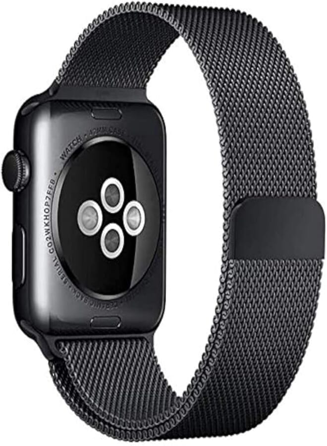 Other Compatible for Apple Watch Band 42mm/44mm, Stainless Steel Mesh Wristband Loop Magnet Band Compatible with Iwatch Series 5/4/3/2 /1(Black, 42mm/44mm) Black